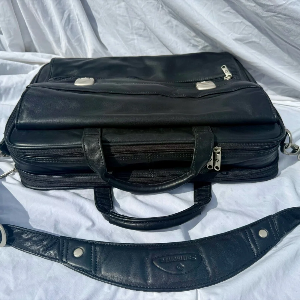 Samsonite Professional Leather Series Laptop Briefcase Shoulder Bag Black